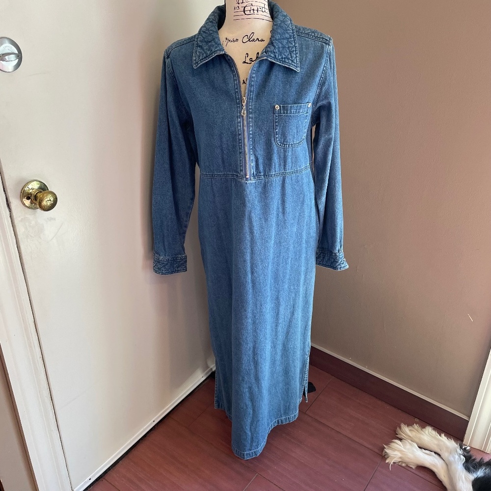 Vintage 90's Blue J denim cotton zip up dress